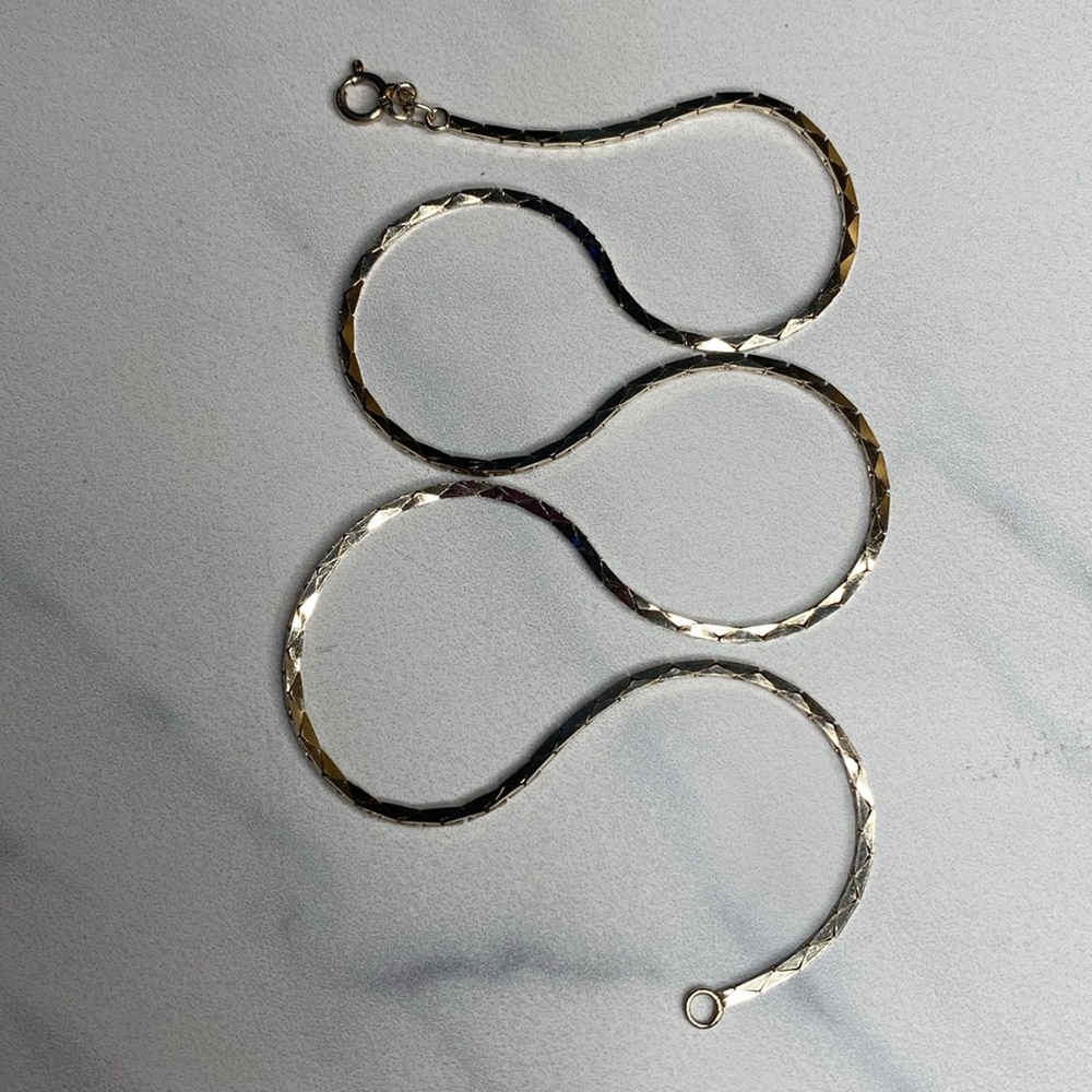 16" Sterling silver triangle link flat snake chain necklace 925‎